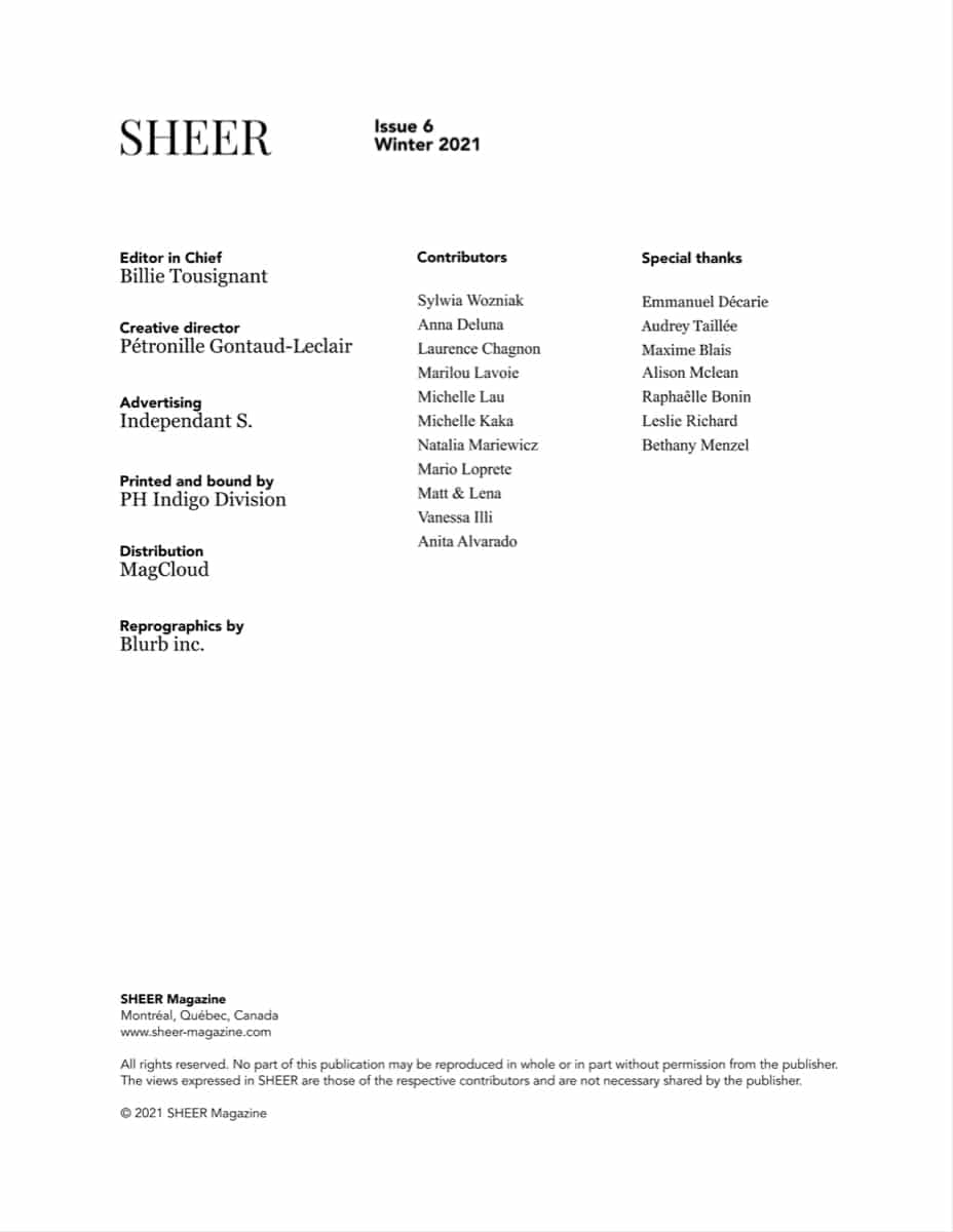 Sheer Magazine - Winter 2021 - Issue 6