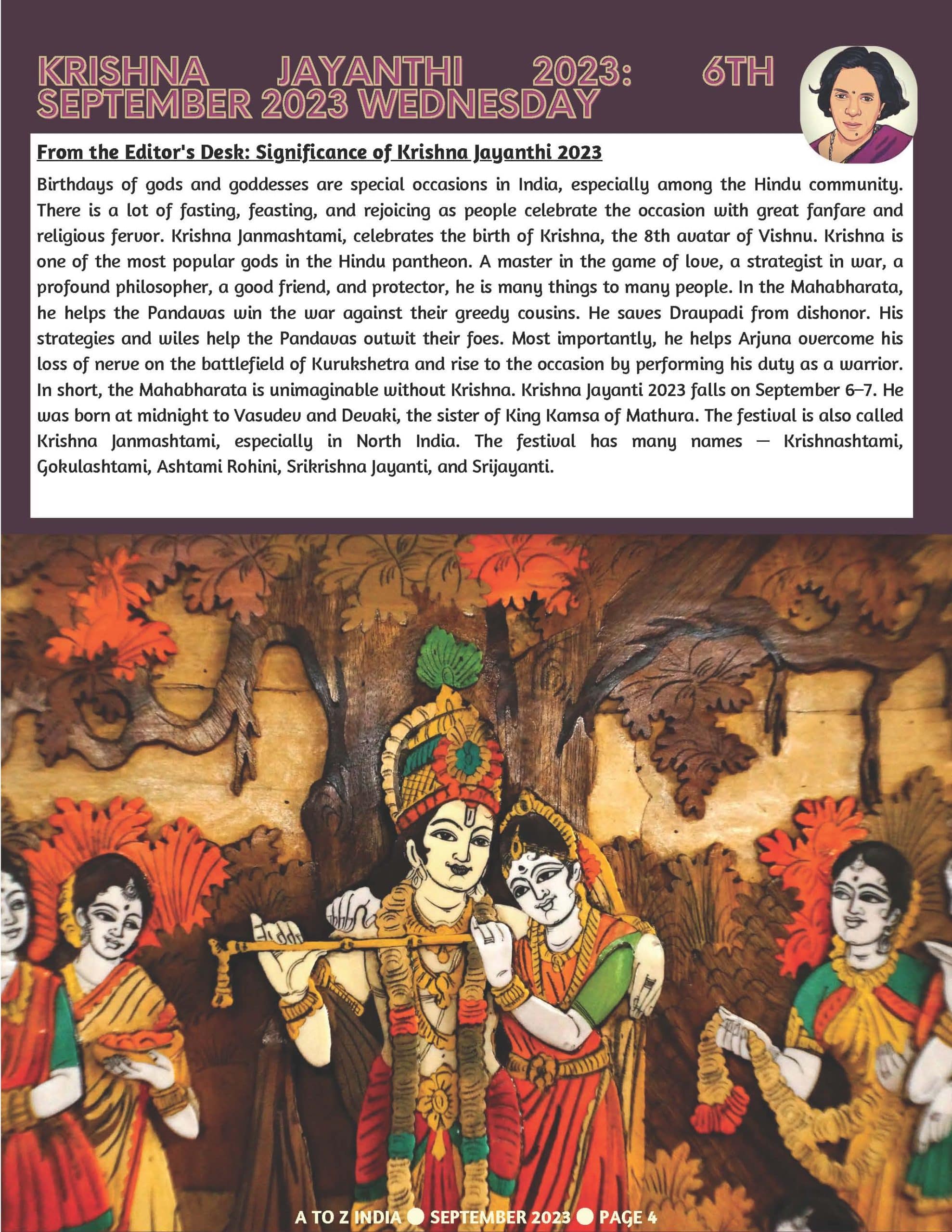 A to Z India Magazine - September 2023 - Krishna Jayanthi 2023