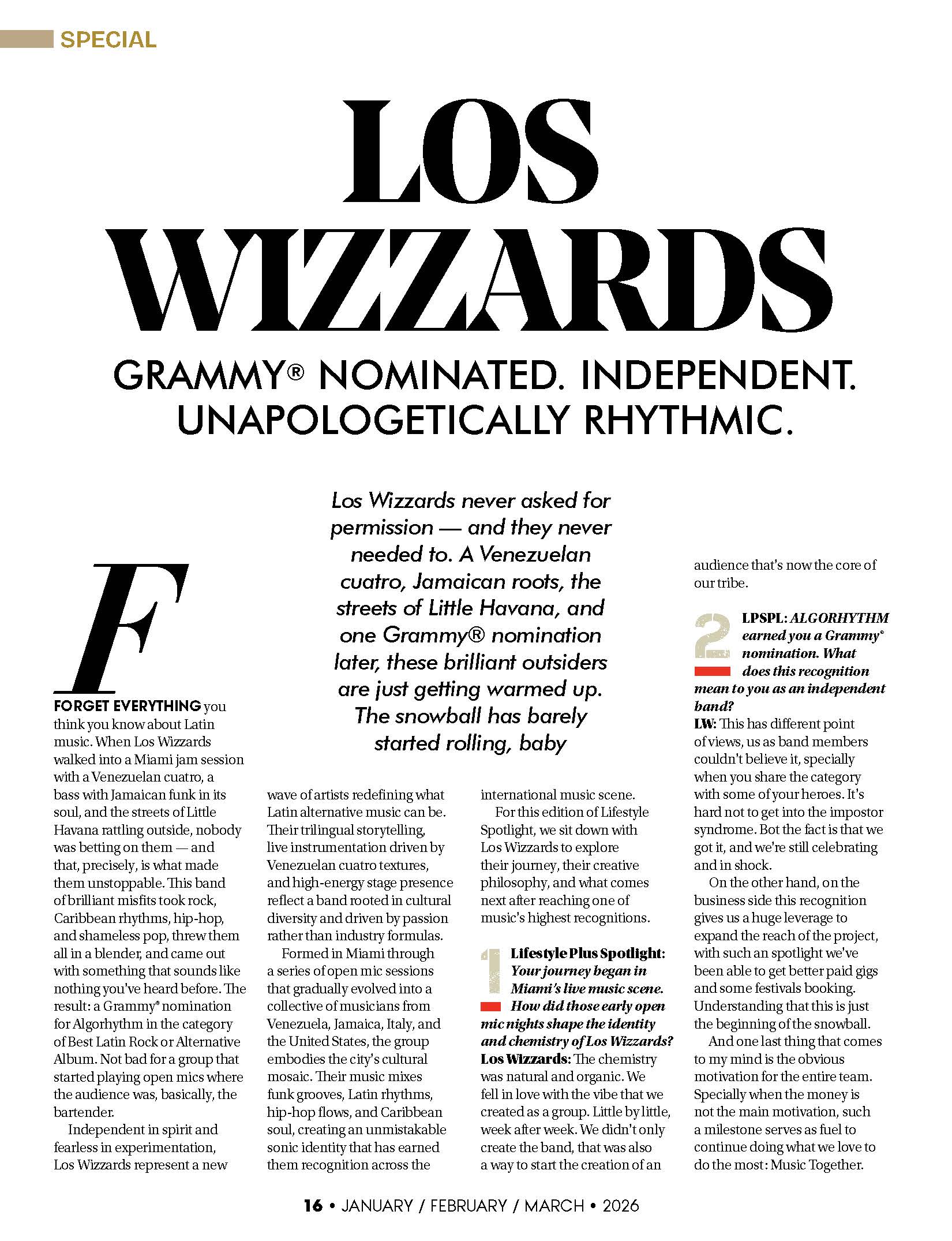 Lifestyle Plus Magazine Spotlight - March 2026 - Los Wizzards