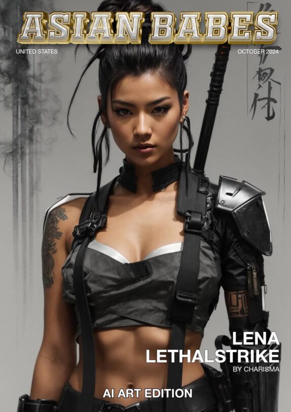 Asian Babes Magazine – October 2024 – AI Art Edition – Lena Lethalstrike magazine cover