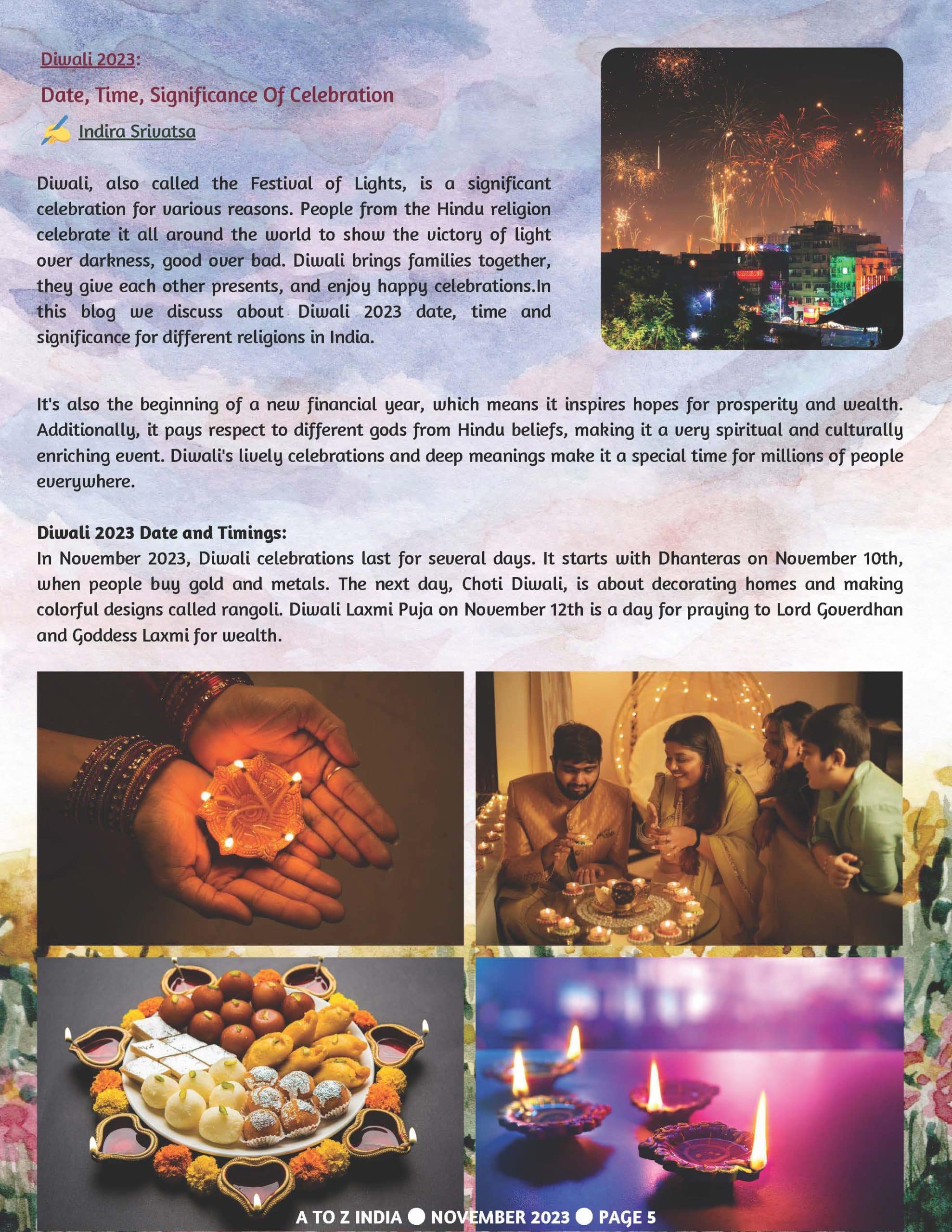 A to Z India Magazine - November 2023 - Happy Diwali 2023