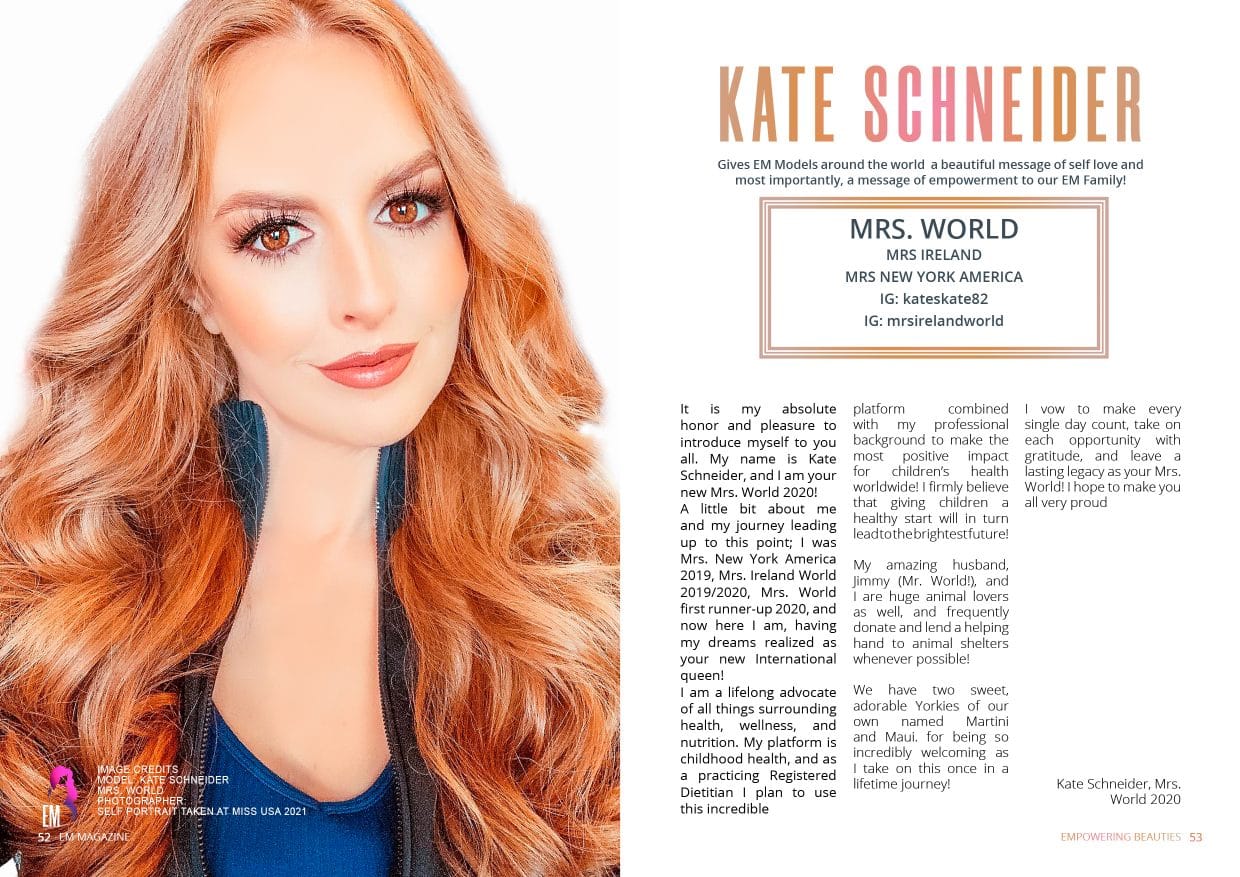 EM Magazine - August 2021 - Mrs World Kate Schneider